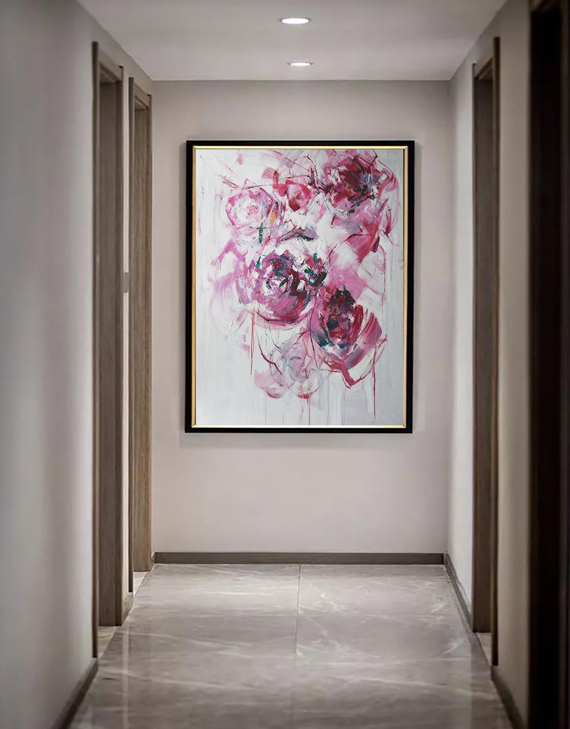 Vertical Abstract Flower Oil Painting #LX77B - Click Image to Close